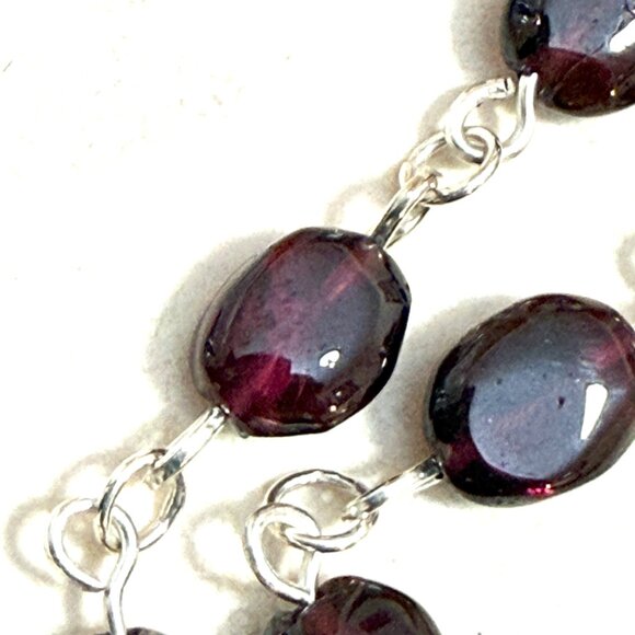 Genuine Garnet Short Necklace, Natural Gemstone w/ Leaf Branch Pendant - Picture 10 of 15